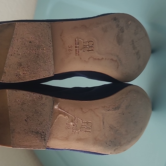 Carolina Herrera Blue Suede Red/White/Red Decorative Bow Flat Shoes Size 38/7.5 - Picture 8 of 8